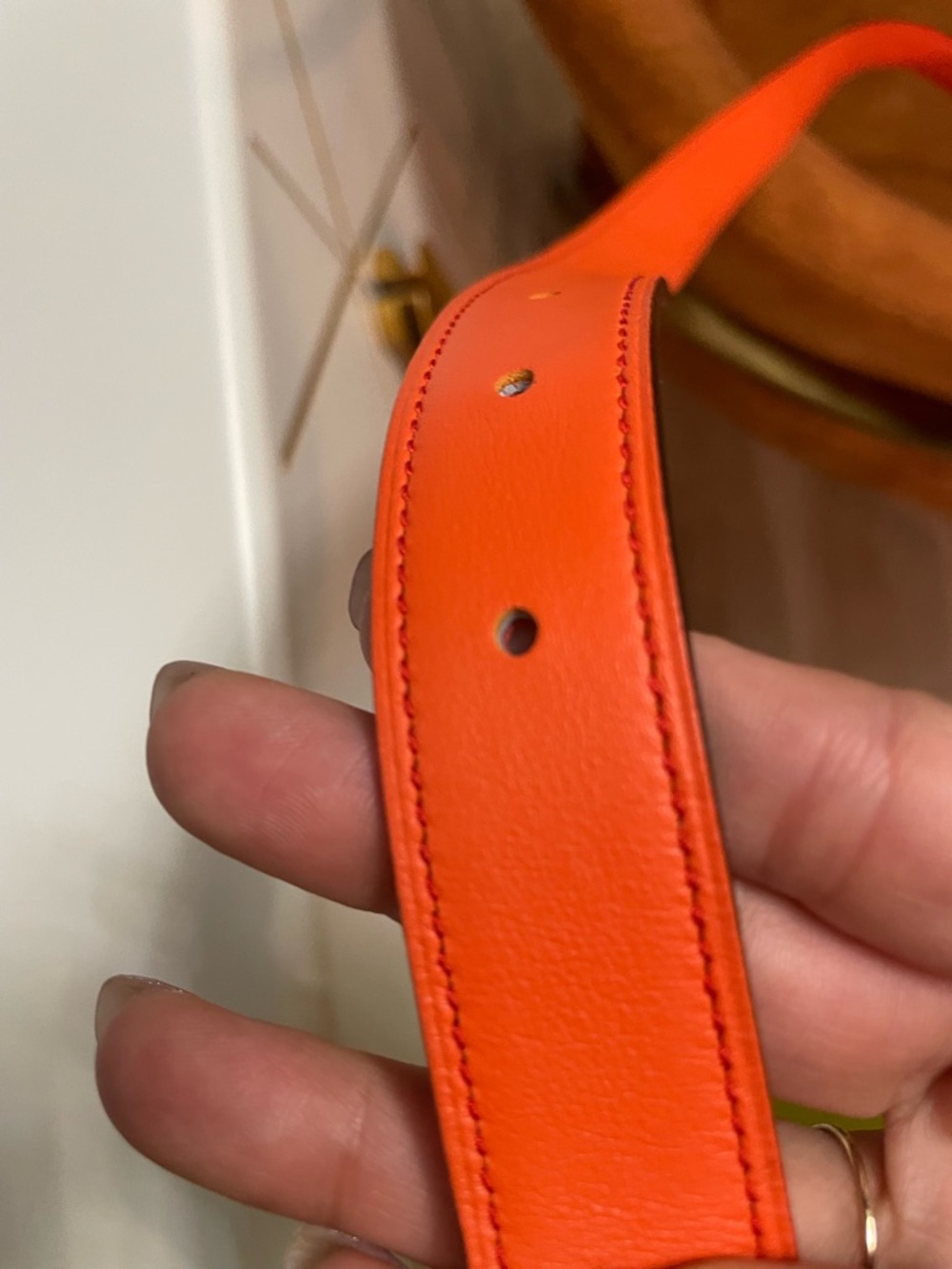 Hermès orange/pink duel sided leather belt - Picture 5 of 8